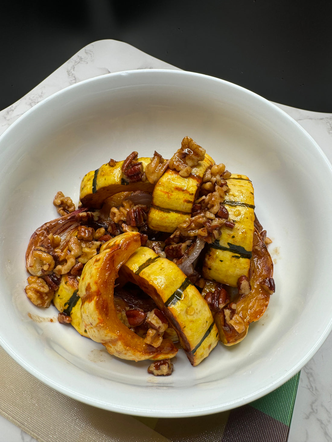 Caramelized Delicata Squash with Cinnamon Roasted Nuts